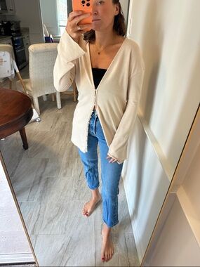 Beige long sleeve cardigan